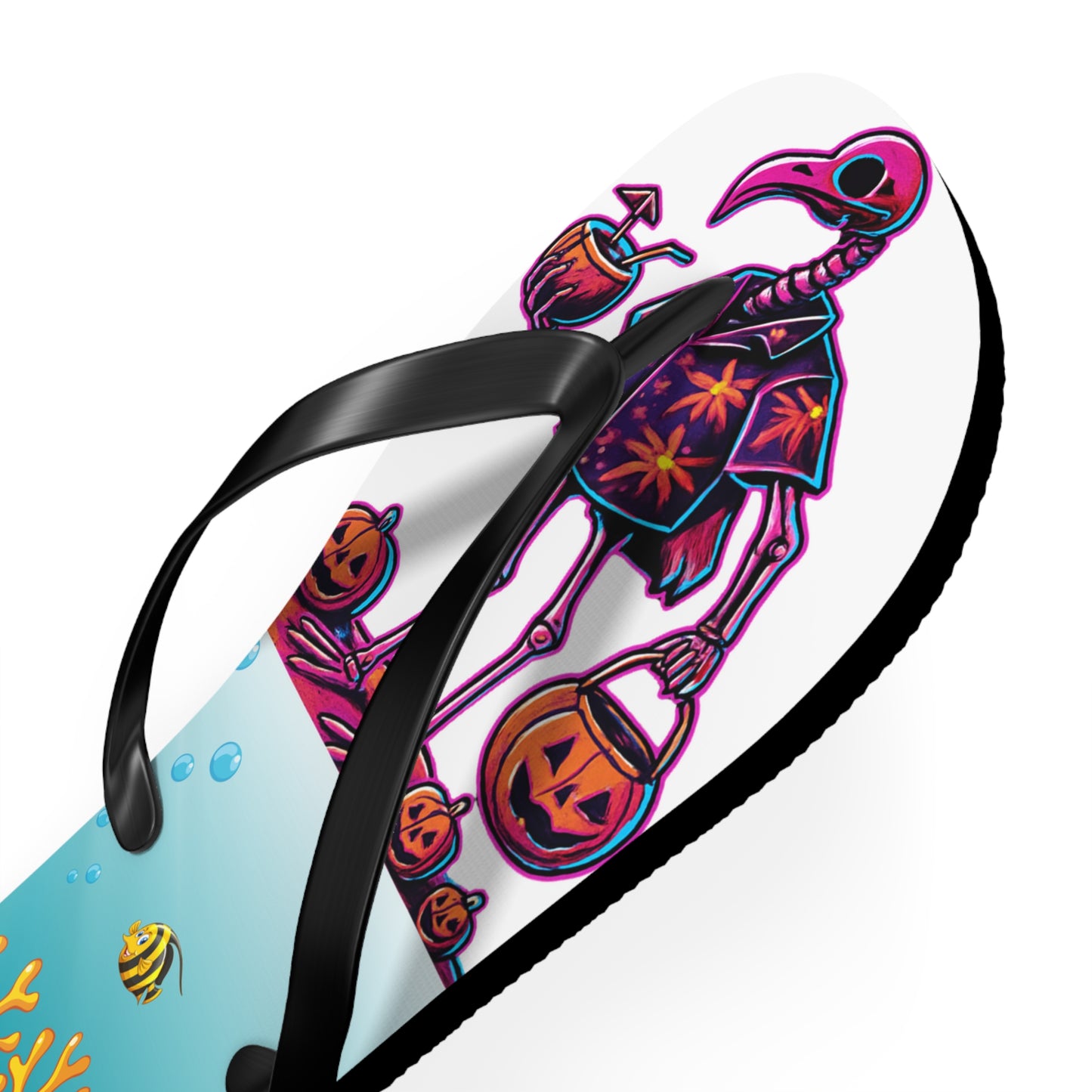 Halloween Themed Flip Flops, Fun Beach Shoes, Summer Footwear, Unique Gift, Party Essential
