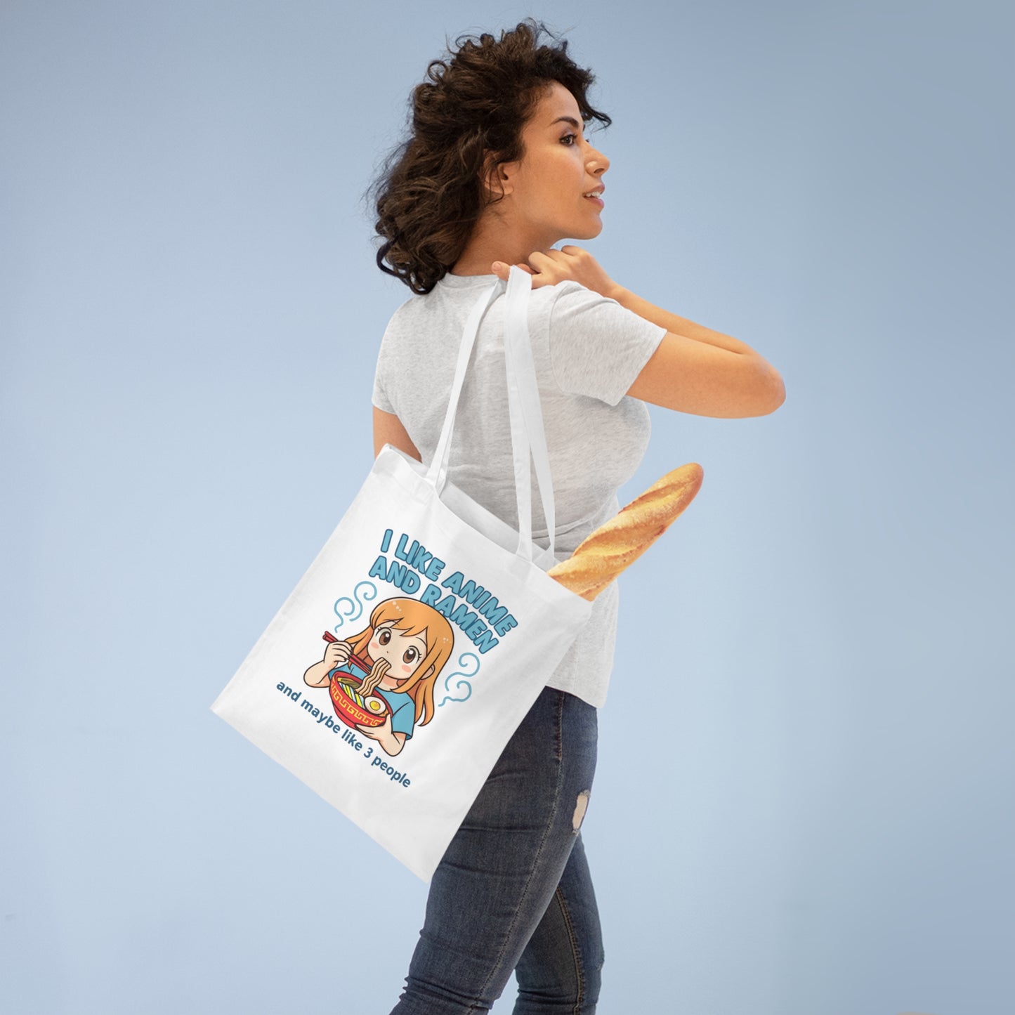 Anime and Ramen Tote Bag, Cute Cartoon Shopper, Gift for Anime Lovers, Stylish Grocery Bag, Eco-Friendly Tote