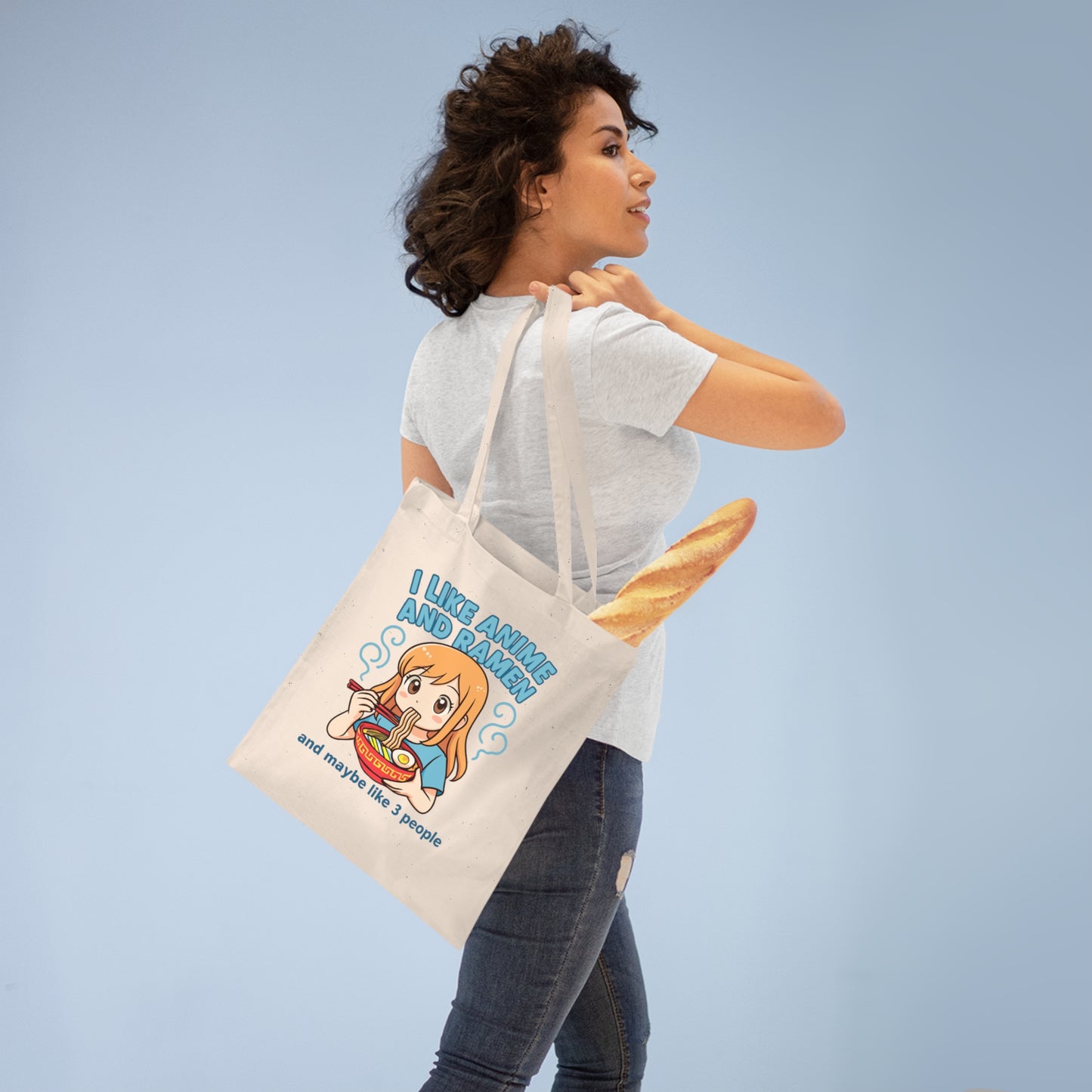 Anime and Ramen Tote Bag, Cute Cartoon Shopper, Gift for Anime Lovers, Stylish Grocery Bag, Eco-Friendly Tote