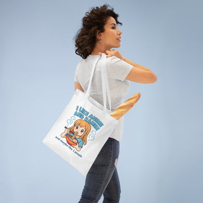 Anime and Ramen Tote Bag, Cute Cartoon Shopper, Gift for Anime Lovers, Stylish Grocery Bag, Eco-Friendly Tote