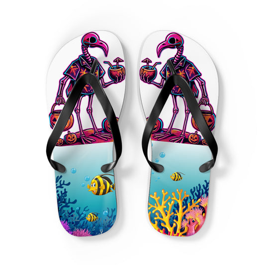 Halloween Themed Flip Flops, Fun Beach Shoes, Summer Footwear, Unique Gift, Party Essential